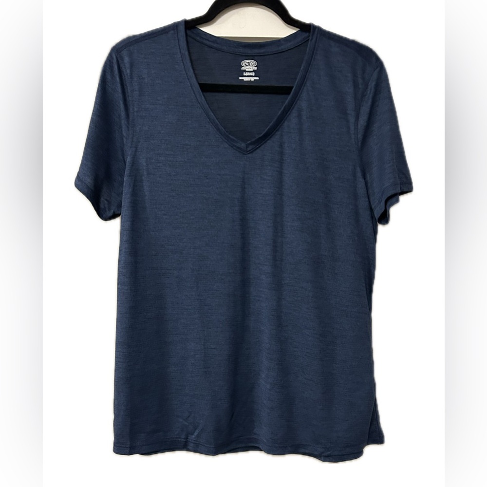 Athletic Blue T-Shirt. V-Neck.